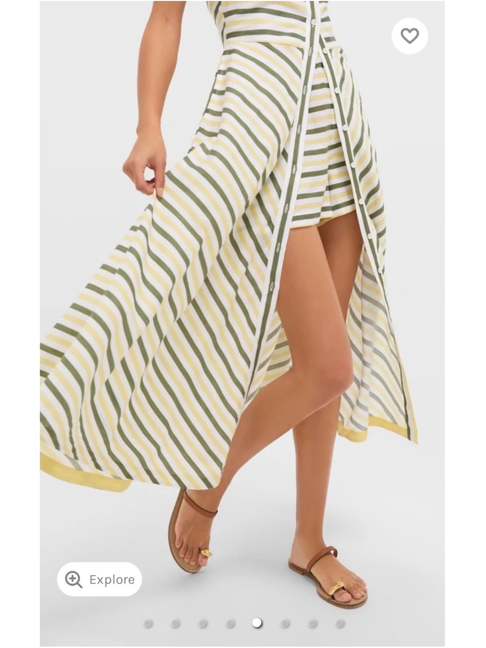 Tuckernuck Striped Halter Midi Dress in Olive Green & White - Picture 3 of 7